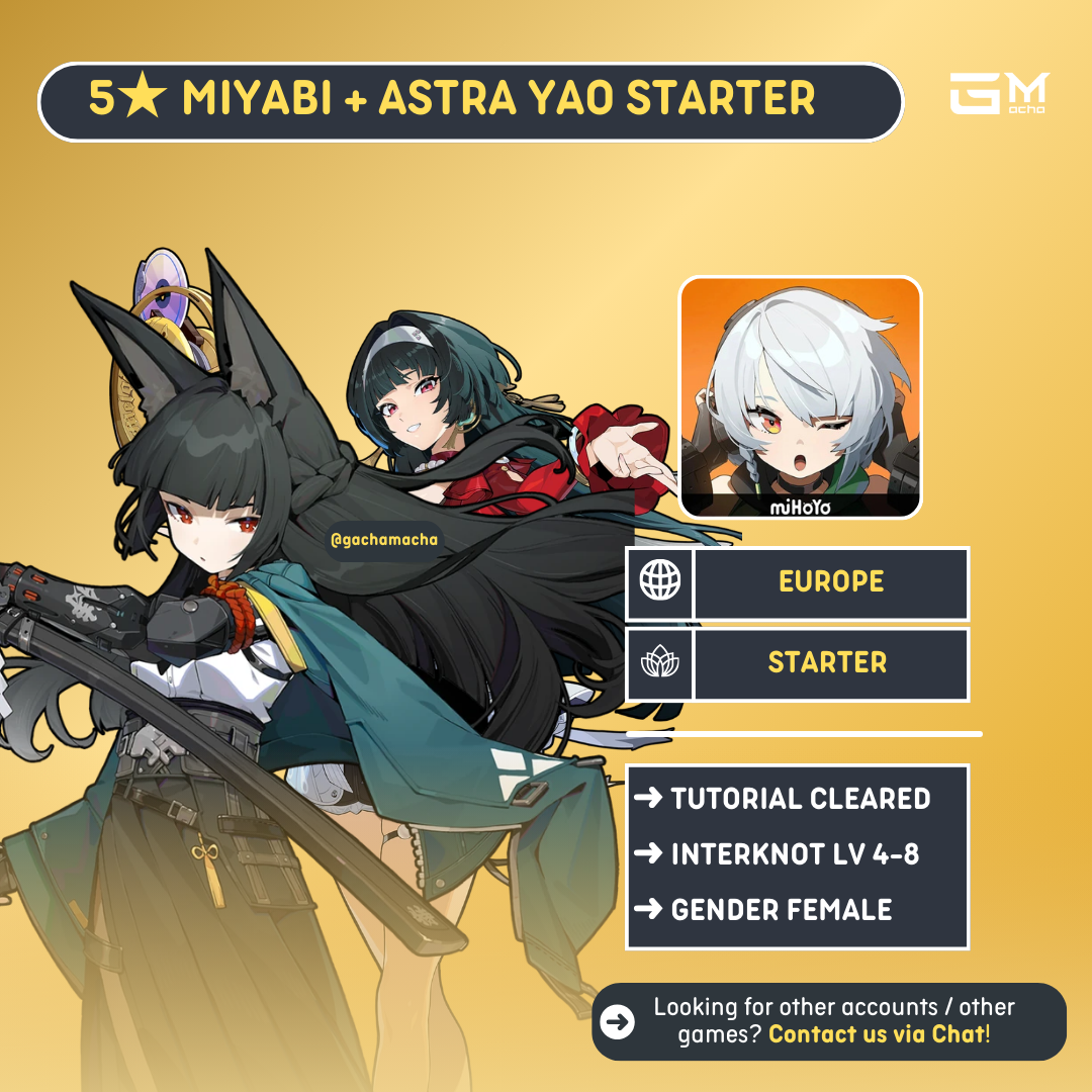 Europe | Zenless Zone Zero Starter | Miyabi + Astra Yao | EU-ZZZ-MYBAY01
