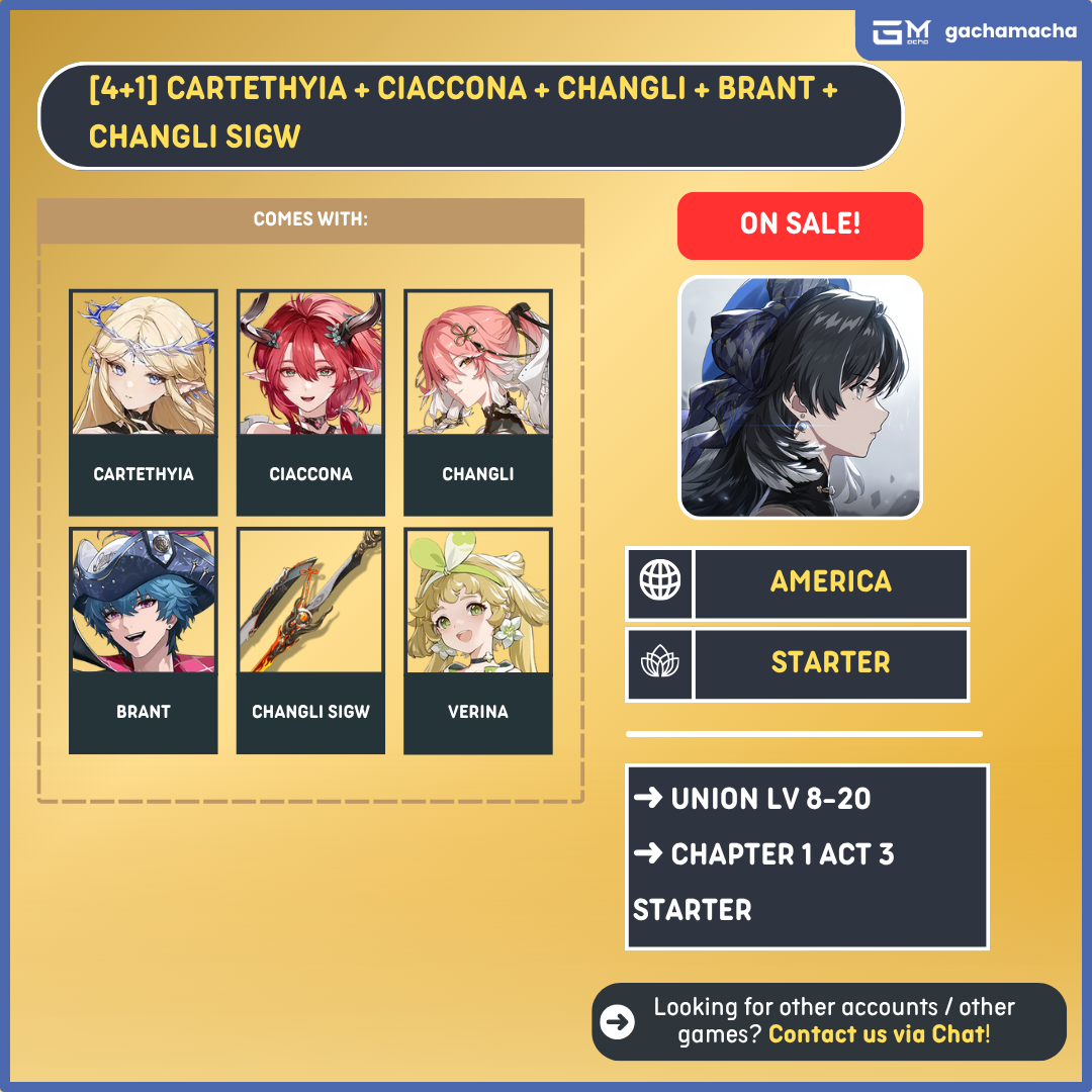 America | Wuthering Waves Starter | Cartethyia + Ciaccona + Changli + Brant + Changli SigW | NA-WW-APX08
