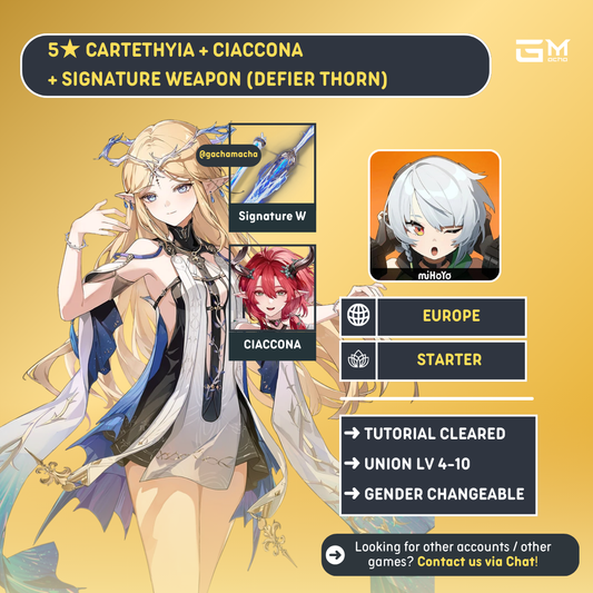 Europe | Wuthering Waves Starter | Cartethyia + Cartethyia SigW + Ciaccona | EU-WW-CT02