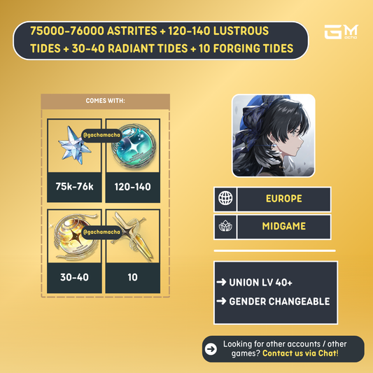 Europe | Wuthering Waves Starter | 75k Astrites + More | EU-WW-MH75