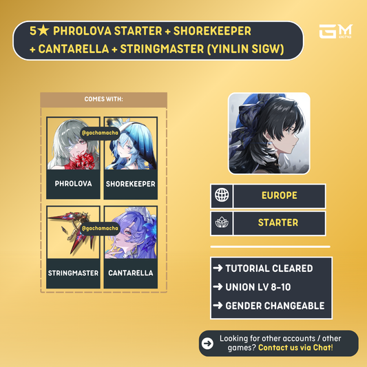 Europe | Wuthering Waves Starter | Phrolova + Cantarella + Shorekeeper + Yinlin SigW | EU-WW-PL03x