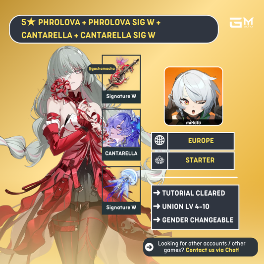 Europe | Wuthering Waves Starter | Phrolova + Phrolova SigW + Cantarella + Cantarella SigW | EU-WW-PLCT04
