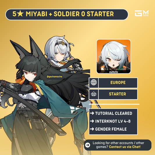 Europe | Zenless Zone Zero Starter | Miyabi + Soldier 0 | EU-ZZZ-MYBSZ01