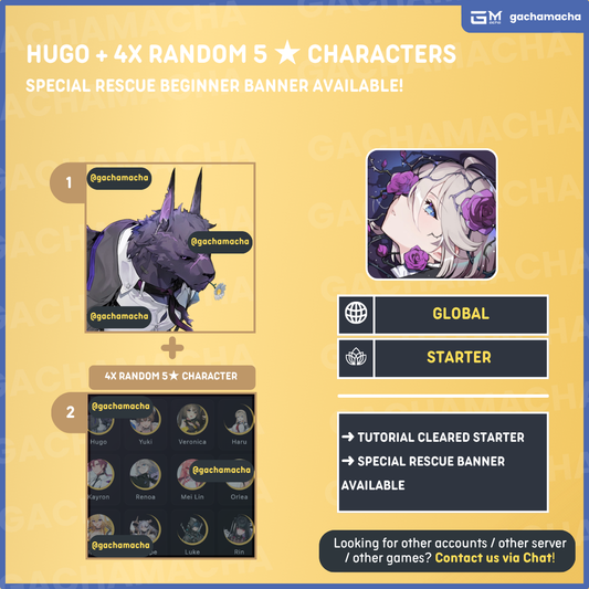 Global | Chaos Zero Nightmare Starter | Hugo + 4x Random 5 Star | GL-CZN-HG01
