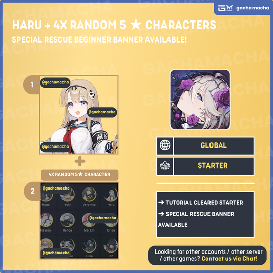 Global | Chaos Zero Nightmare Starter | Haru + 4x Random 5 Star | GL-CZN-HR01