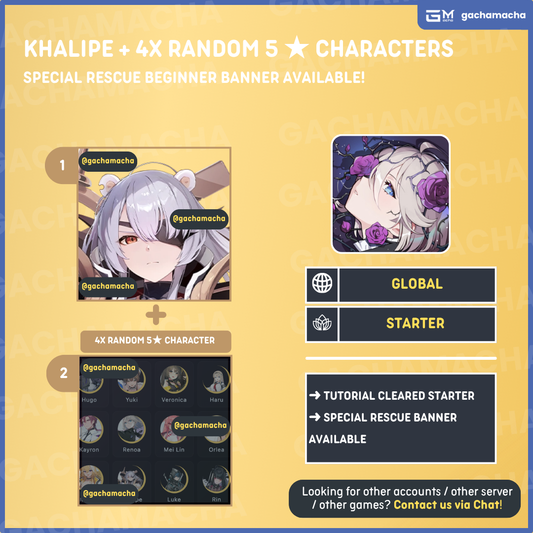 Global | Chaos Zero Nightmare Starter | Khalipe + 4x Random 5 Star | GL-CZN-KL01