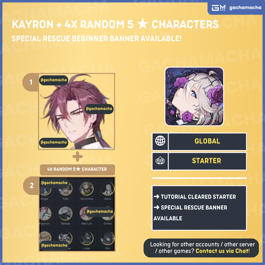 Global | Chaos Zero Nightmare Starter | Kayron + 4x Random 5 Star | GL-CZN-KR01