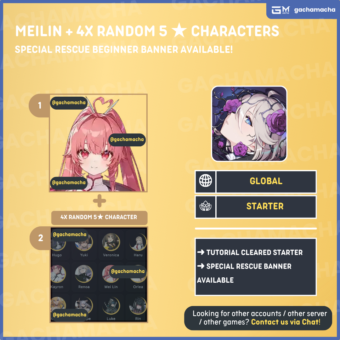 Global | Chaos Zero Nightmare Starter | Meilin + 4x Random 5 Star | GL-CZN-ML01