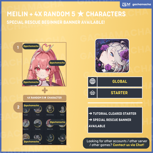 Global | Chaos Zero Nightmare Starter | Meilin + 4x Random 5 Star | GL-CZN-ML01