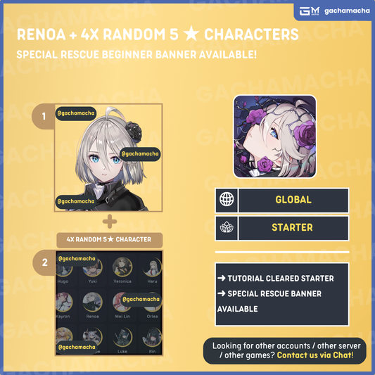Global | Chaos Zero Nightmare Starter | Renoa + 4x Random 5 Star | GL-CZN-RE01