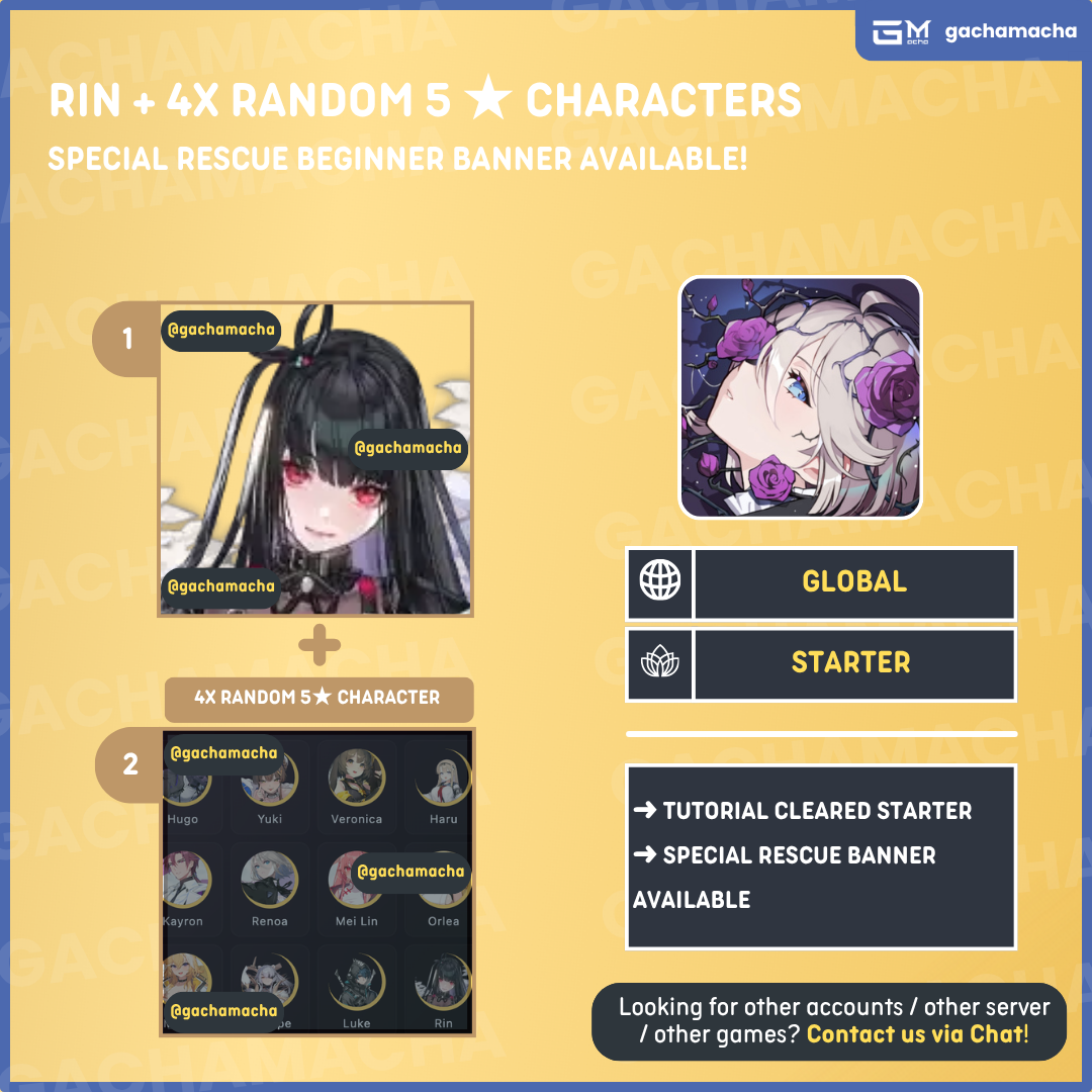 Global | Chaos Zero Nightmare Starter | Rin + 4x Random 5 Star | GL-CZN-RI01