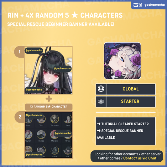 Global | Chaos Zero Nightmare Starter | Rin + 4x Random 5 Star | GL-CZN-RI01