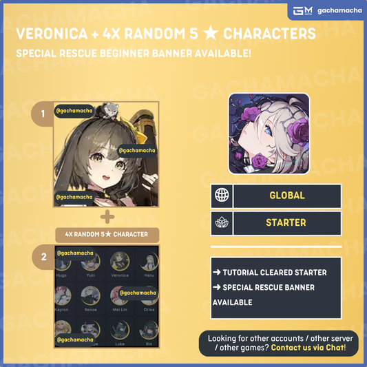 Global | Chaos Zero Nightmare Starter | Veronica + 4x Random 5 Star | GL-CZN-VR01