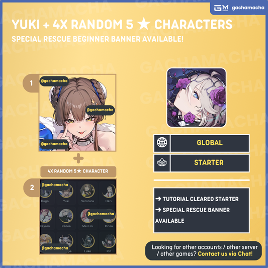 Global | Chaos Zero Nightmare Starter | Yuki + 4x Random 5 Star | GL-CZN-YK01
