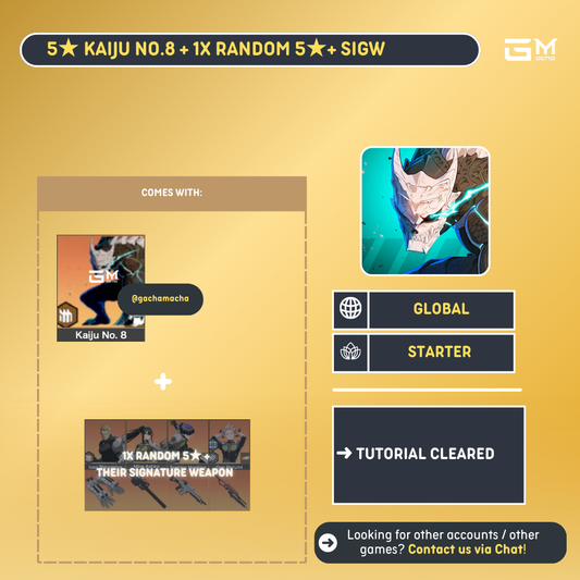 Global | Kaiju No 8 Starter | Kaiju No 8 + 1 Random 5 Star + Their Signature Weapon | GL-KJ8-KJ03