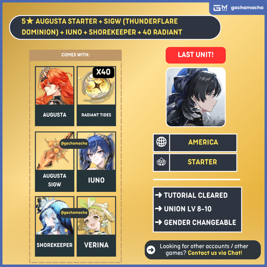 America | Wuthering Waves Starter | Augusta + Augusta SigW + Iuno + Shorekeeper | NA-WW-AG05