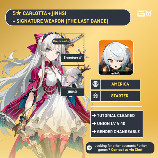 America | Wuthering Waves Starter | Carlotta + Carlotta SigW + Jinhsi | NA-WW-CARJH01