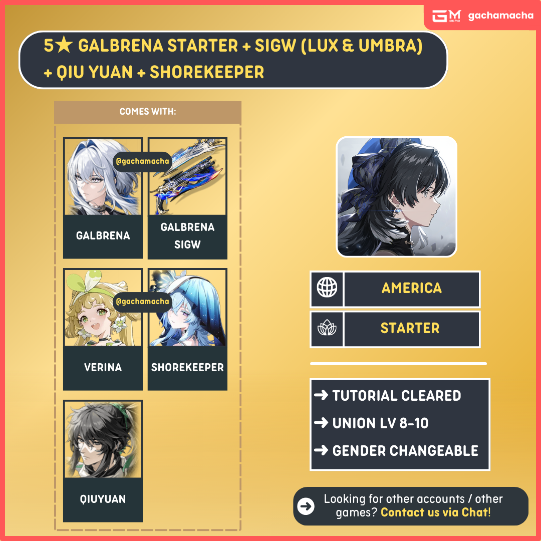 America | Wuthering Waves Starter | Galbrena + Galberna SigW + Qiu Yuan + Shorekeeper | NA-WW-GA02