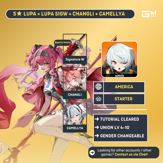 America | Wuthering Waves Starter | Lupa + Lupa SigW + Changli + Camellya | NA-WW-LPCLCAM02