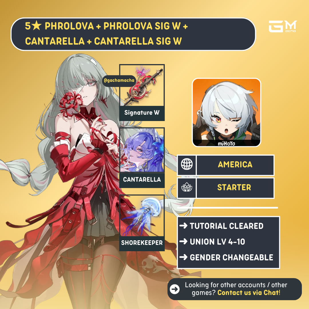 America | Wuthering Waves Starter | Phrolova + Phrolova SigW + Cantarella + Cantarella SigW | NA-WW-PLCT04